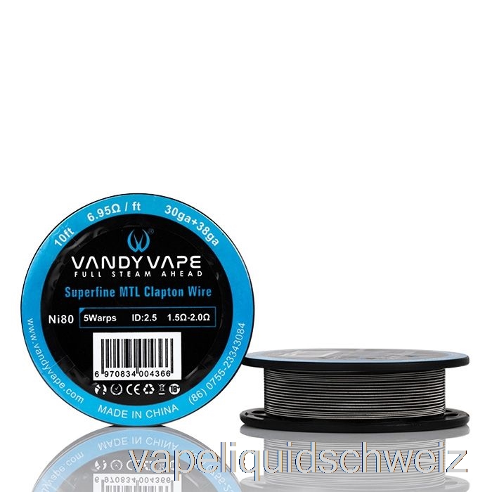 Vandy Vape Superfine MTL-Drahtspulen – 10 Fuß 6,95 Ohm Ni80 Clapton Wire Vape Liquid E-Liquid Schweiz